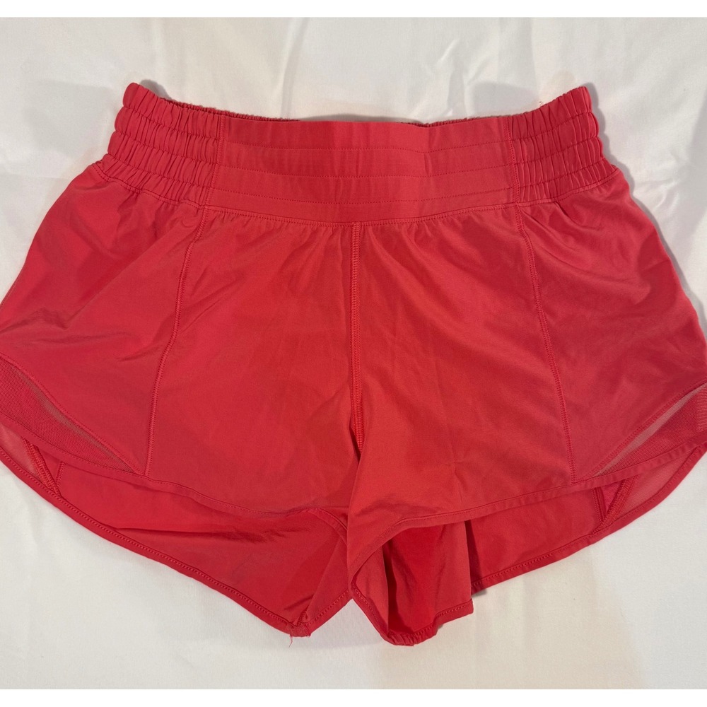 Lululemon Hotty Hot High-Rise Lined Shorts Red Size 4 Running Training Mesh
